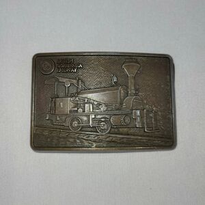 BC British Columbia Railway Vintage Belt Buckle Brass Metal Rail Train Engine